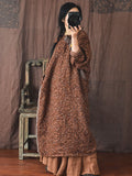 Women Autumn Vintage Floral Spliced Frog Loose Dress