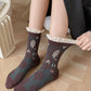 5 Pairs Women Autumn Artsy Flower JAcquard Cotton Socks