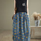 Women Casual Summer Sunflower Print Loose Skirt