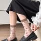 3 Pairs Women Artsy Floral Thin Socks