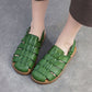 Women Summer Casual Leather Weave Solid Flat Shoes