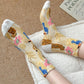 5 Pairs Women Winter Flower Animals Jacquard Socks