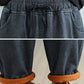 Women Winter Casual Fleece-lined Denim Harem Pants