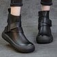 Women Vintage Genuine Leather Spliced Flat Ankle Boots