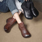 Women Vintage Genuine Leather Low Heel Boots