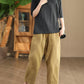 Women Autumn Vintage Solid Spliced Pocket Harem Pants