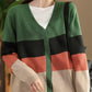 Women Autumn Colorblock V-Neck Knit Sweater