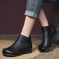 Women Elegant Solid Leather Spliced Low Heel Boots