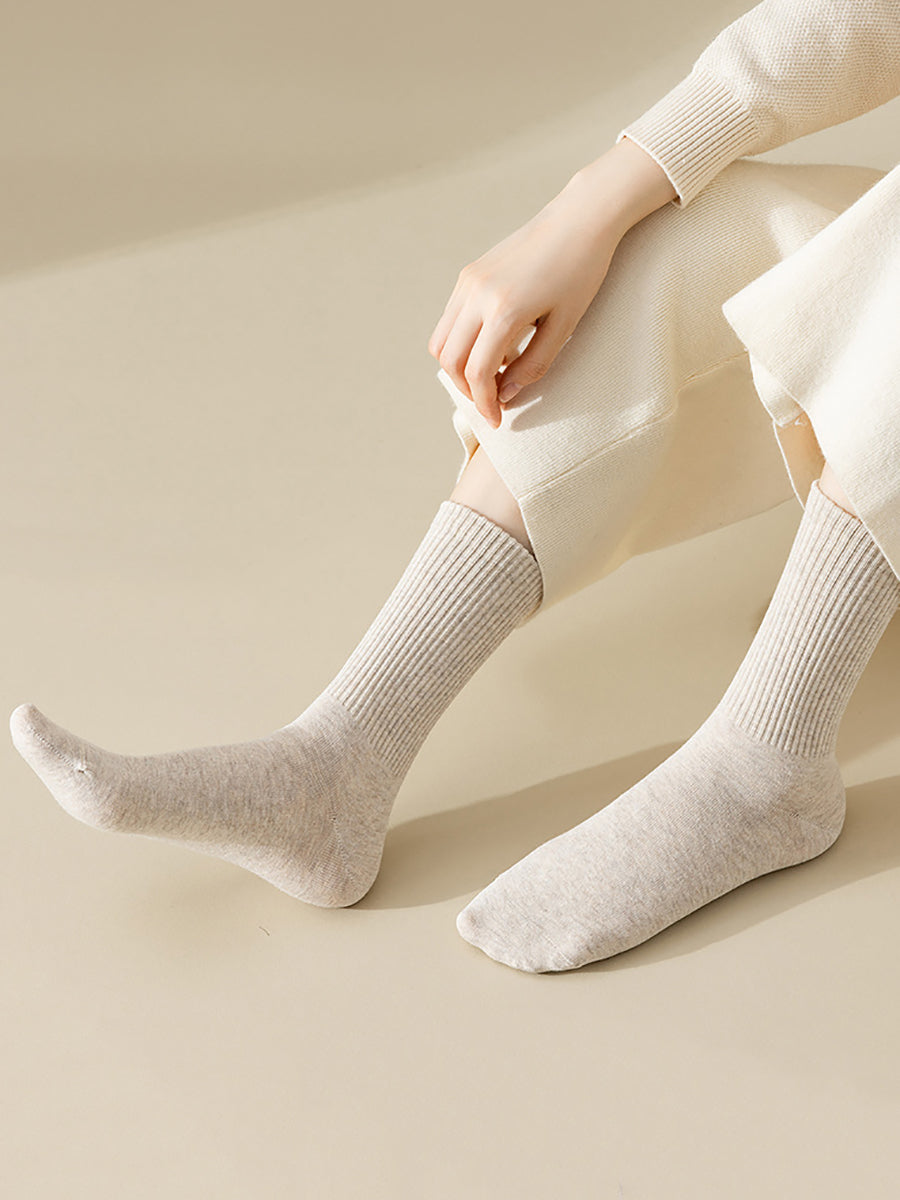 7 Pairs Women Winter Casual Solid Cotton Socks