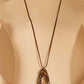 Artsy Hollow Out Metal Leaf Oval Wool Necklace