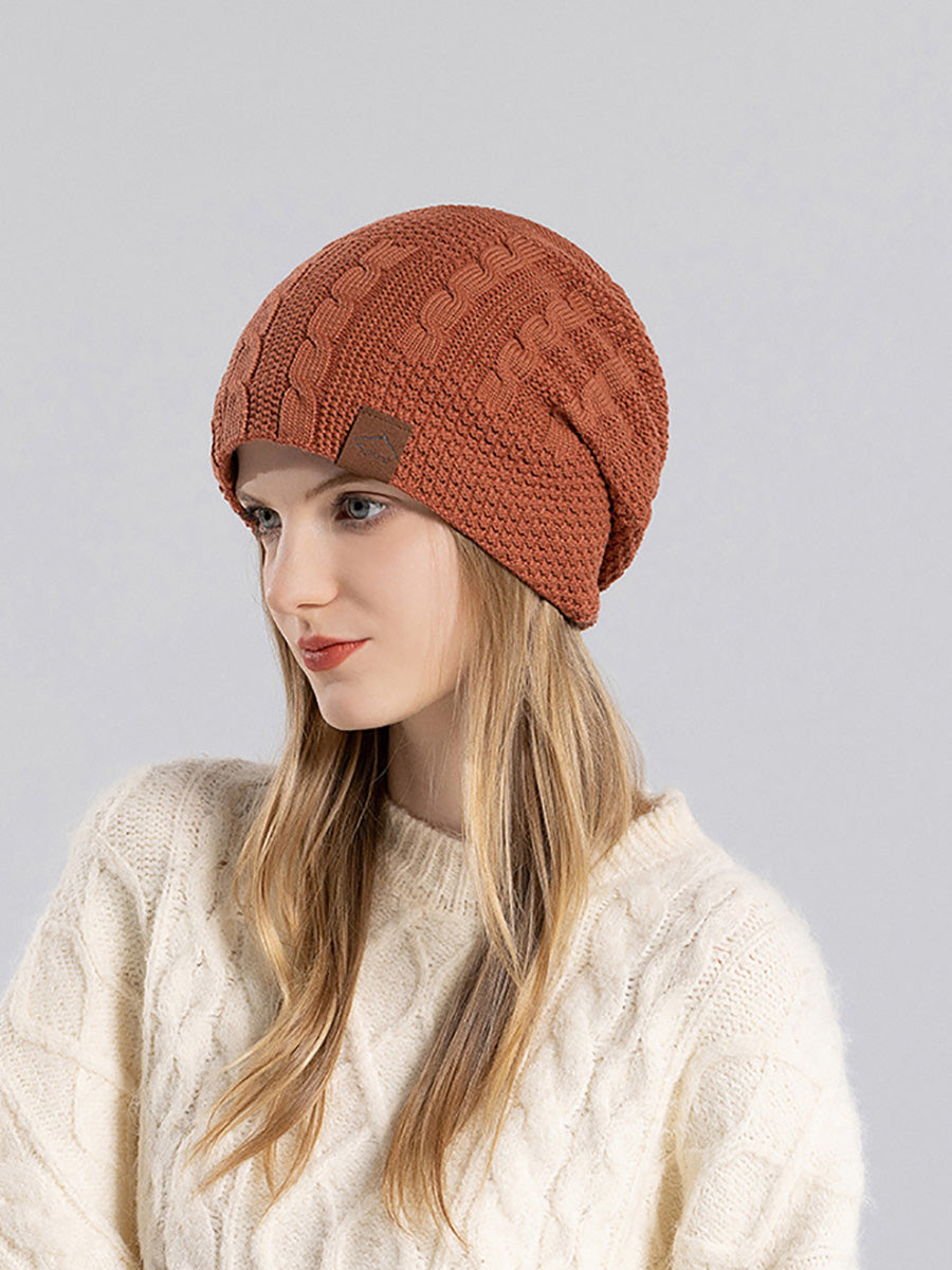 Women Winter Casual Fleece-lined Knit Solid Hat