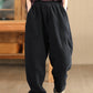 Women Autumn Vintage Cotton Fleece-lined Harem Pants