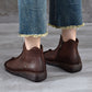 Women Vintage Genuine Leather Spliced Low Heel Boots