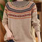 Women Vintage Autumn Jacquard Half Turtleneck Sweater