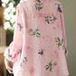 Women Vintage Floral Spring Button Up Ramie Blouse