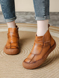 Women Winter Casual Leather Spliced Flat Boots