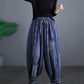 Women Summer Vintage Denim Patch Spliced Harem Pants