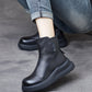 Women Vintage Genuine Leather Zipper Platfrom Boots