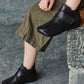 Women Artsy Leather Spliced Square Collar Ankle Boots