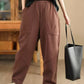 Women Autumn Vintage Cotton Fleece-lined Harem Pants