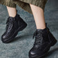 Women Vintage Winter Genuine Leather Low Heel Boots