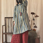 Women Vintage Worn Stripe Frog Robe Dress