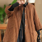 Women Autumn Casual Solid Corduroy Padded Coat