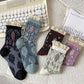 5 Pairs Women Autumn Artsy Flower JAcquard Cotton Socks