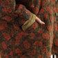 Women Vintage Autumn Flower Button Cotton Linen Hooded Coat