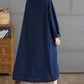 Women Autumn Worn V-Neck Washed Denim Long Coat