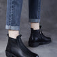 Women Autumn Genuine Leather Spliced Mid-Heel Boots