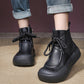 Women Casual Winter Solid Leather Strap Platform Boots