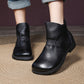 Women Vintage Genuine Leather Low Heel Boots