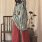 Women Vintage Worn Stripe Frog Robe Dress