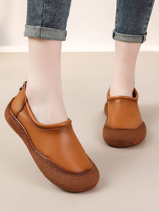 Women Autumn Casual Soft Leather Flat Shoes