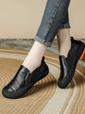 Women Vintage Genuine Leather Autumn  Flat Shoes