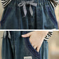 Women Casual Pockets Washed Denim Harem Pants