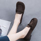 Women Vintage Leather Square-Toe Flat Shoes