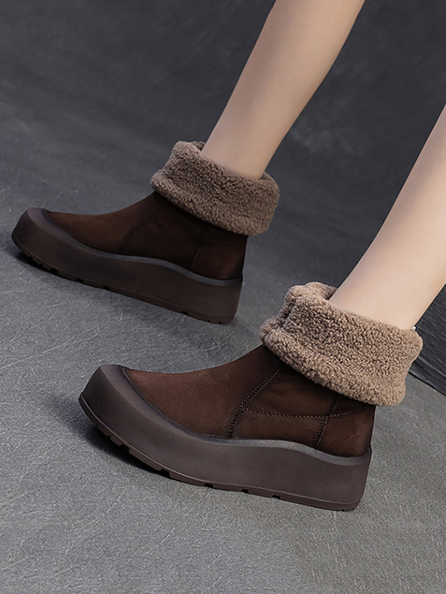 Women Winter Warm Fleece-lined Leather Boots