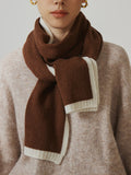 Women Winter Colorblock Wool Knit Scarf