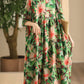 Women Summer Vintage Flower Linen Loose Dress