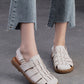 Women Summer Casual Leather Weave Solid Flat Shoes