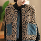 Women Autumn Retro Leopard O-Neck Dual-side Wearing Vest