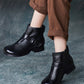 Women Vintage Autumn Soft Leather Buckle Low Heel Boots