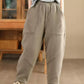 Women Autumn Vintage Cotton Fleece-lined Harem Pants