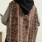 Women Autumn Vintage Flower Spliced Hooded Cotton Vest