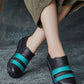 Women Casual Colorblock Leather Spliced Flat Shoes