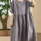 Women Summer Artsy Stripe Loose Linen Dress