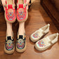 Women Summer Ethnic Embroidery Cloth Linen Flat Shoes