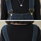 Women Autumn Retro Patchwork Denim Pocket Jumpsuits